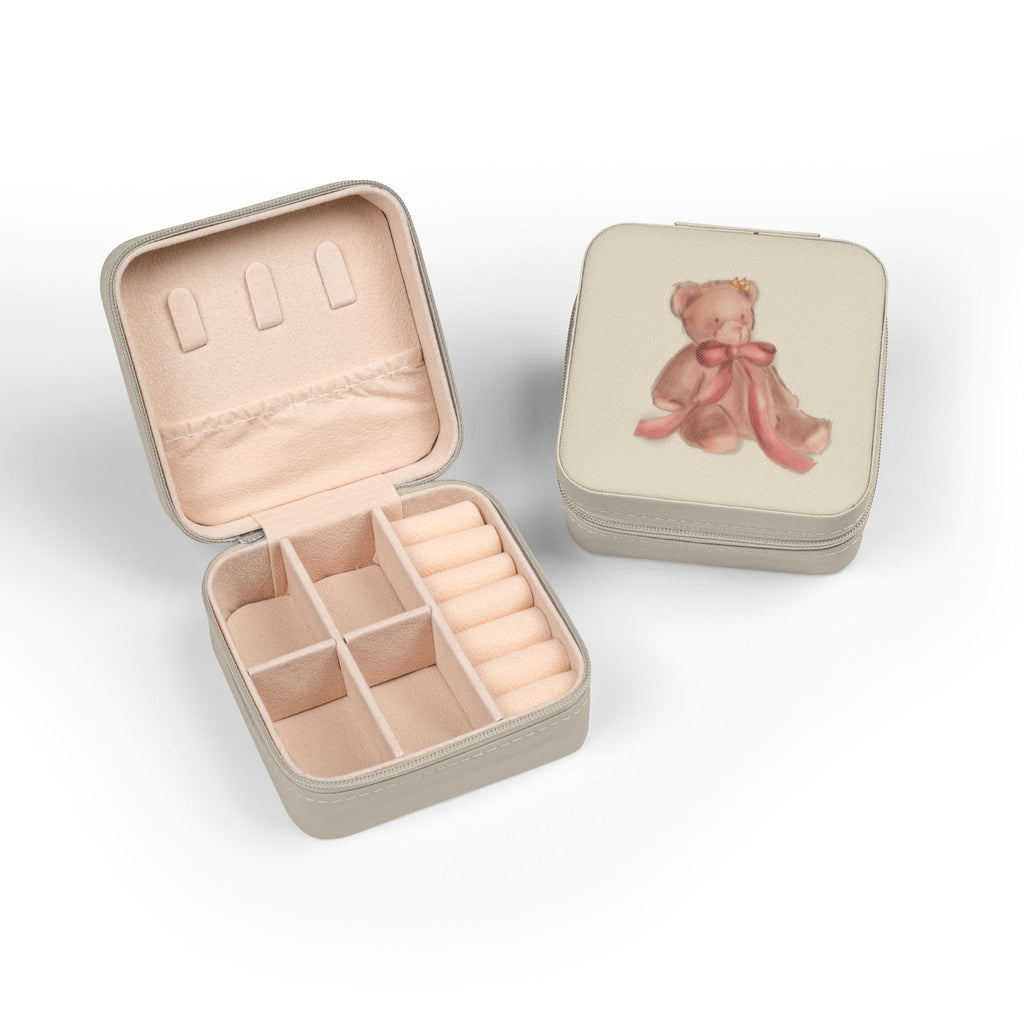 Jewelry box with teddy bear design on a white background