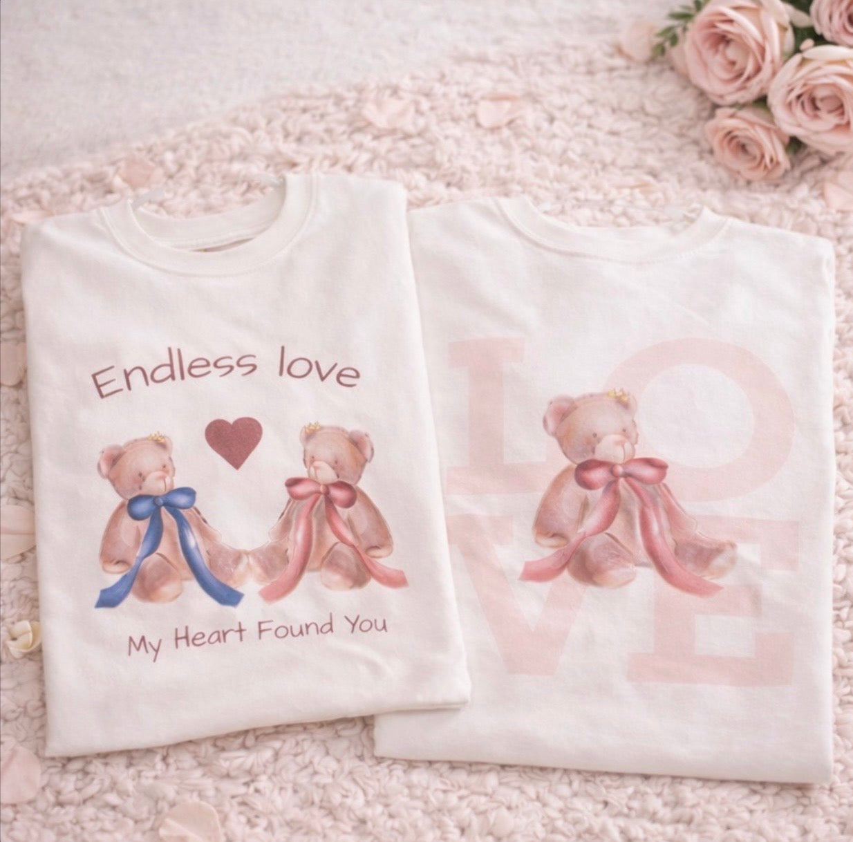a soft sweatshirt with a teddy bear design on both front and back 