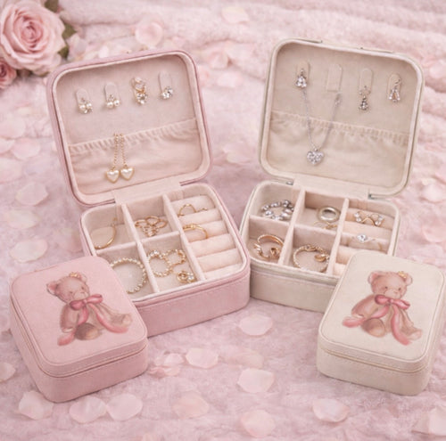  soft jewelry travel sized cases with a teddy bear